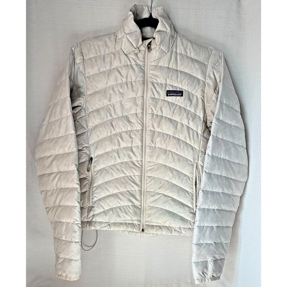 Patagonia Women's Small Down Puffer Jacket White Lightweight Full Zip Outdoor
